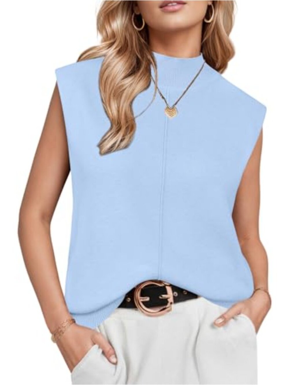 Womens Sleeveless Wool Blend Sweater Vest Business Casual Knit Tank Top